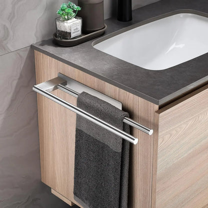 Bathroom Towel Racks No Drill Double Adhesive Towel Bar Stainless Steel Black 39 CM Towel Rack for Bathroom and Kitchen Beauty World Shop