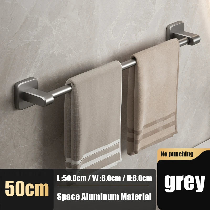 Self-adhesive Home Bathroom Towel Rack Holder Without Drilling Wall Mount Towel Shelf Kitchen Bathroom Accessories Towel Hanger Beauty World Shop