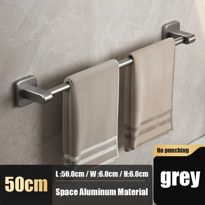 Self-adhesive Home Bathroom Towel Rack Holder Without Drilling Wall Mount Towel Shelf Kitchen Bathroom Accessories Towel Hanger Beauty World Shop