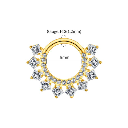 Right Grand ASTM F136 Titanium 16G CZ Hinged Clicker Segment Hoop Ring 8mm/10mm Daith Helix Earring Septum Nose Piercing Jewelry Beauty World Shop