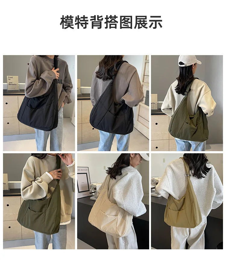 Trendy Women's Soft Cloth Shoulder Bag Solid Color Student 2026 Spring Y2k Casual Style Big Handbags Crossbody Bags for Women Beauty World Shop