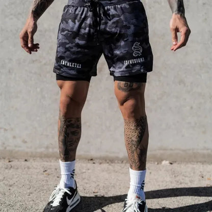 2025 NEW 2 IN 1 Sport Running Casual Breathable Shorts Men Double-deck Jogging Quick Dry GYM Shorts Fitness Workout Men Shorts