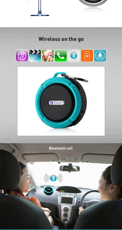 C6 Portable Wireless Bluetooth Speaker Waterproof Suction Cup Outdoor Sport Sound Box Mini Subwoofer Audio TF Mobile Loudspeaker