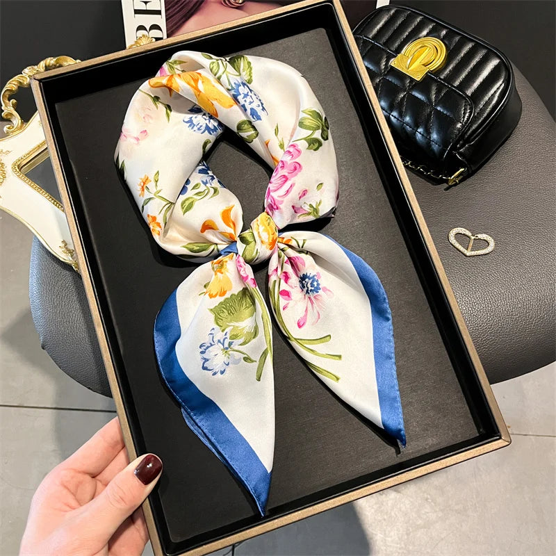 70cm Silk Feeling Square Scarf Women Satin Bandana Print Scarves Head Band Fashion Lady Hair Shawl Wrap Female Neckerchief Hijab Beauty World Shop