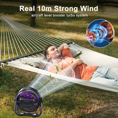 Camping Fan 20000mAh Rechargeable Portable Outdoor Camping Fan Air Circulators Wireless Tent Ceiling Fans with Hook and Light Beauty World Shop