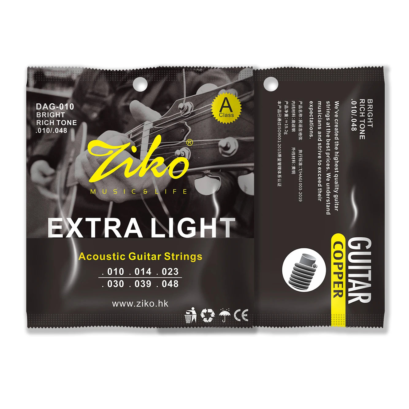 ZIKO DAG-010 6Pcs/Set Acoustic Guitar Strings Steel Core Copper Wound Guitarra Strings Acoustic Guitar Parts & Accessories Beauty World Shop