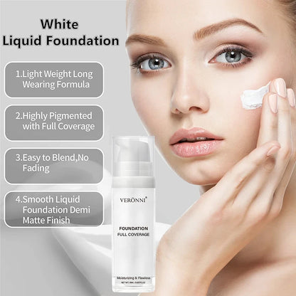 Pure White Liquid Foundation for COS Stage Makeup Long-lasting Concealer Mixable Pure White Foundation Adjuster Lighten&Brighten Beauty World Shop
