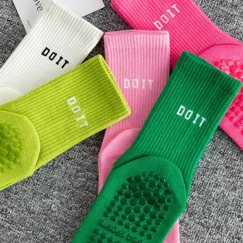 3 Pairs Cotton Yoga Socks For Women Solid Color Professional Non-slip Pilates Dance Gym Sports Breathable Fitness Floor Socks Beauty World Shop