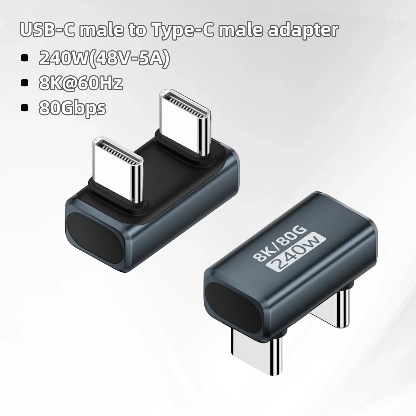 USB4.0 PD240W 8K60Hz Charger Connector for  80Gbps High Speed USB C OTG U-Shape Straight Angle dapter For Macbook iphnoe15/16