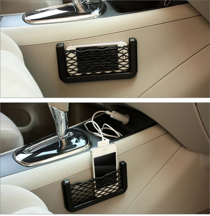 Adhesive Car Storage Bag Nets Auto Seat Organizer Door Side Net Pocket Phone Holder 15-20cm Resilient Car Styling Storage Nets Beauty World Shop