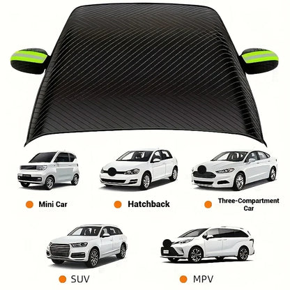 Car Anti-Frost Snow Cover with Reflective Strips - Magnetic Polyester Scratch Resistant for SUVs MPVs Winter Safety Accessory Beauty World Shop