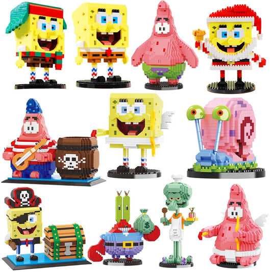 Anime SpongeBob SquarePants Micro particles Block City  Patrick Star Squidward Building Blocks Kids Toys Birthday Gifts Beauty World Shop