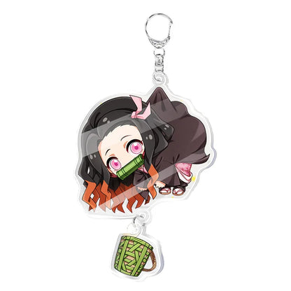 Demon Slayer doll toy Kimetsu No Yaiba Blade of Ghost Keychain Acrylic Pendant Car Key Chain Fans kids Xmas Gift Anime Jewelry Beauty World Shop