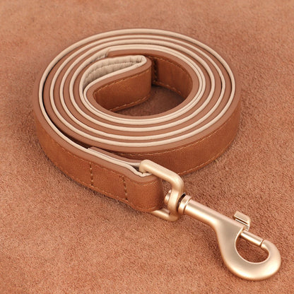 Soft Padded Dog Collar Leash Set PU Leather Pet Dog Collars Necklace With Walking Lead Rope Adjustable For Small Medium Dogs Pug Beauty World Shop