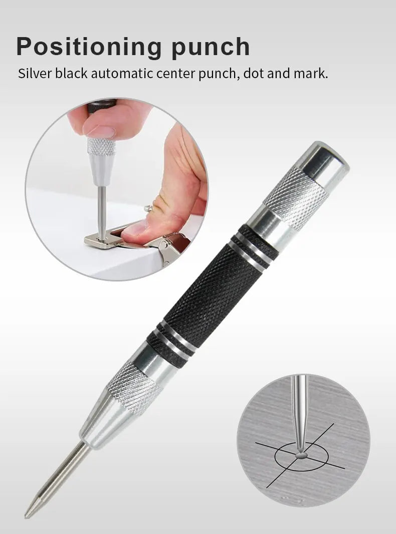 2pc Spring Type Automatic Center Punch Locator Glass Striker Window Breaker Punch Centering Punch Punch Tool Beauty World Shop