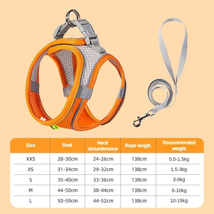 Puppy Harness Set Dog Accessories Adjustable Pet Vest Dogs French Bulldog Chihuahua Small Dog Collar Supplies Products Home Beauty World Shop