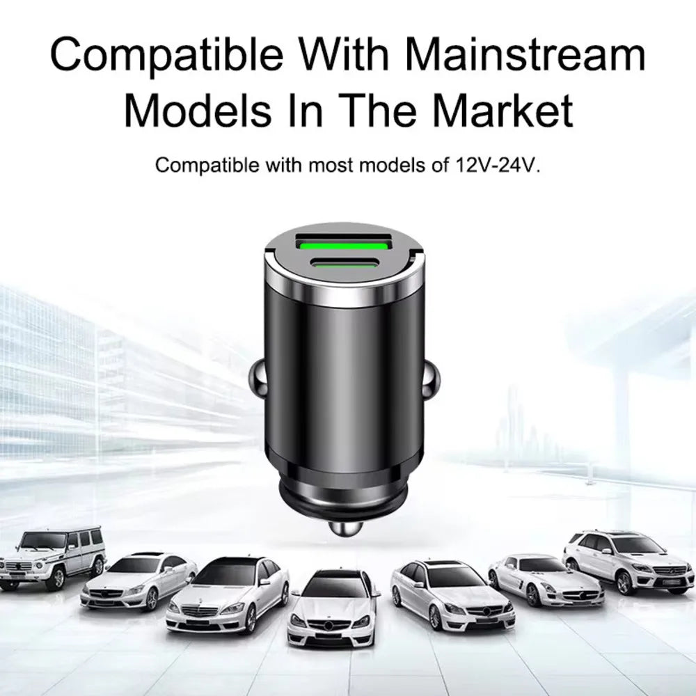 200W mini car charger fast charging for iPhone QC3.0 mini PD USB Type C car mobile phone charger for Xiaomi Samsung Huawei Beauty World Shop