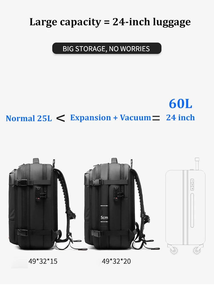 Travel Men 17 Inch Laptop Backpack Vacuum Compression Backpack Business Large Capacity School Backpack Expand Outdoor Backpack Beauty World Shop