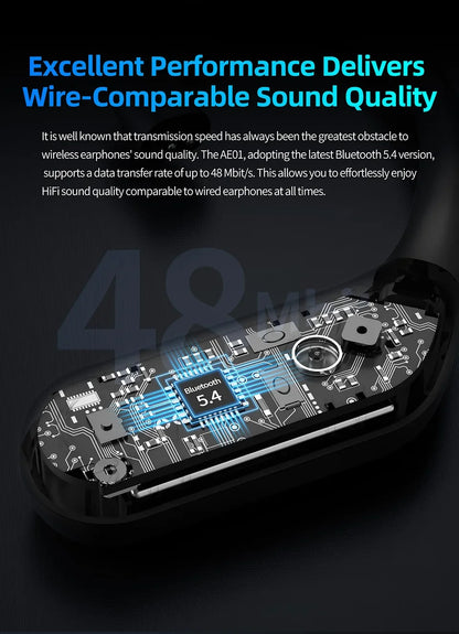 KZ AE01 Wireless Upgrade Cable Bluetooth-compatible 5.4 Earphones Wire HIFI Wireless Ear Hook With Charging Case For ZSX ZAR PR2