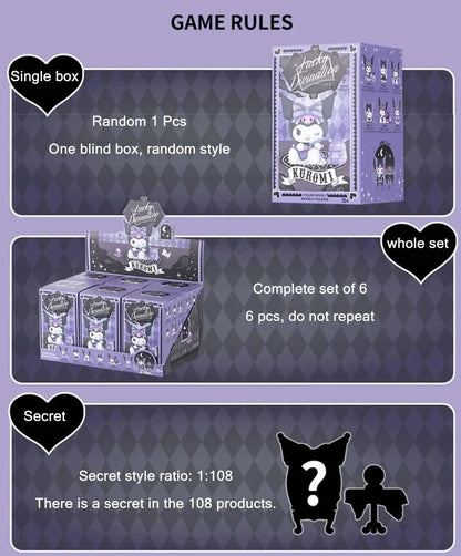 Sanrio Blind Box Cartoon Kuromi Doll Lucky Divination Anime Series Action Figure Model Doll Child Toy Desktop Decor Birthday Gif Beauty World Shop