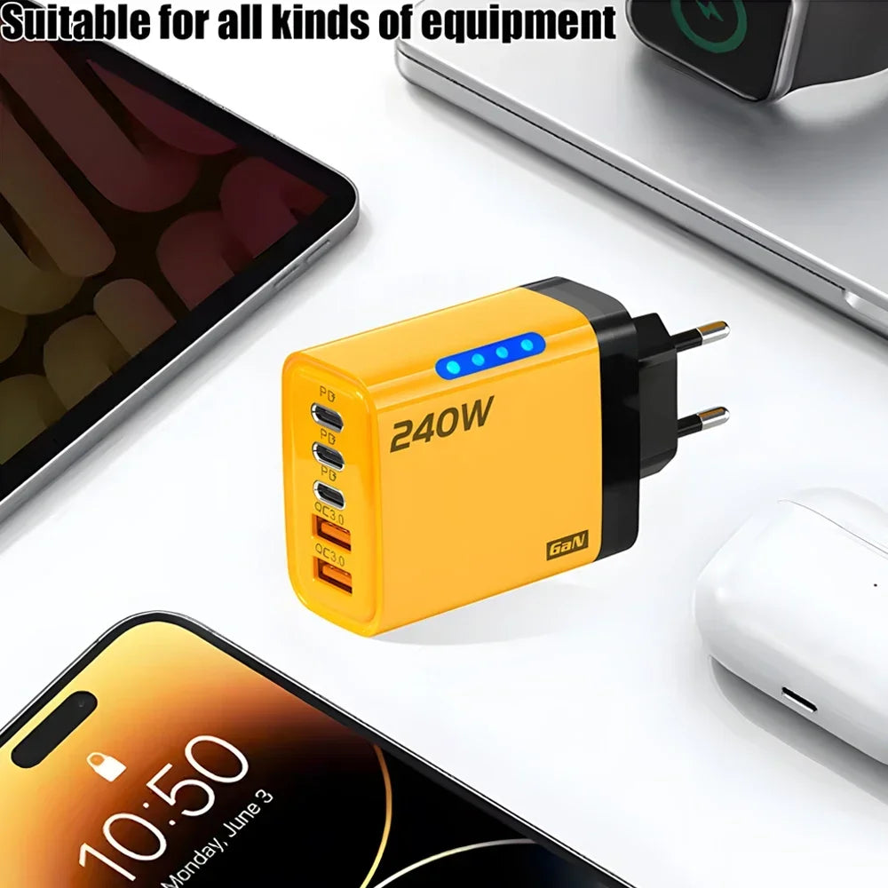 5 Ports USB C PD Charger Quick Charge 3.0 Type C USB Phone Chargers Fast Charging Adapter For iPhone 16 15 Samsung Xiaomi Huawei Beauty World Shop