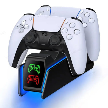 For PS5 Controller Charger DualSense Charging Station Dual Charging Dock Charger Stand for PlayStation5 Wireless Game Controller Beauty World Shop