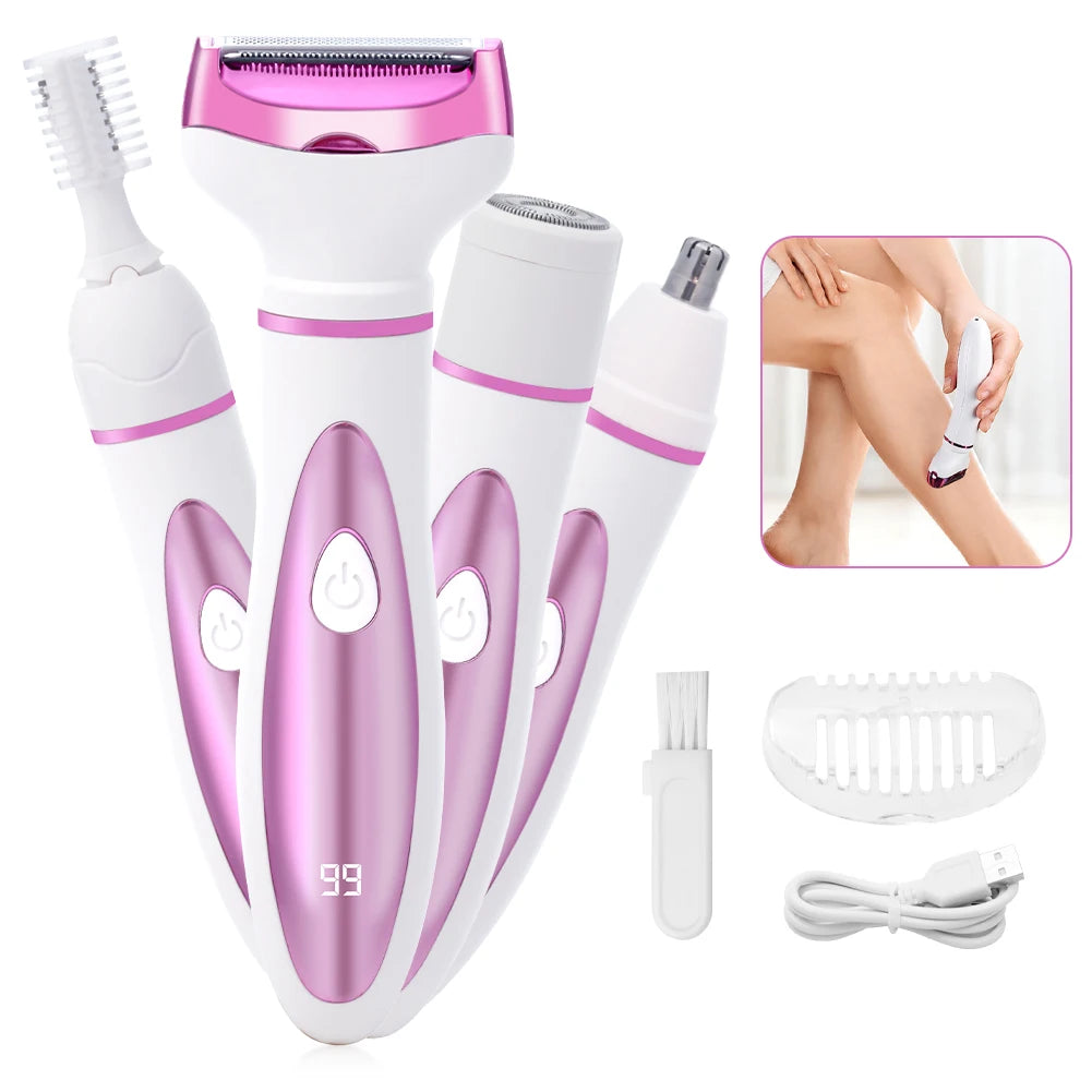 Hatteker 2-in-1 Epilator Hair Remover Leg Body Portable Lady Shaver Hair Removal Tool Underarms Facial Clipper for Women IPX7 Beauty World Shop