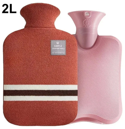 Hot Water Bottle with Knitted Cover Durable 1L/2L Hot Water Bag for Pain Relief Hot Cold Therapy Hand Feet Warmer Women Gifts Beauty World Shop