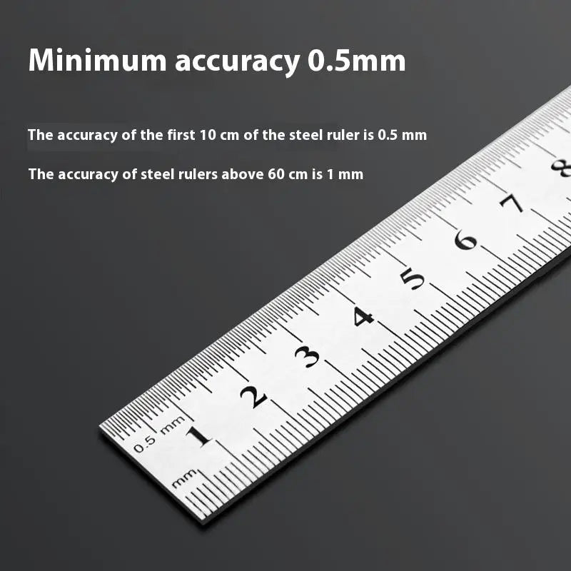 1Pcs 15/20/30/40/50/60100cm Stainless Steel Metal Straight Ruler For Home School Precision Measuring Tool Drawing Tool Supplies Beauty World Shop