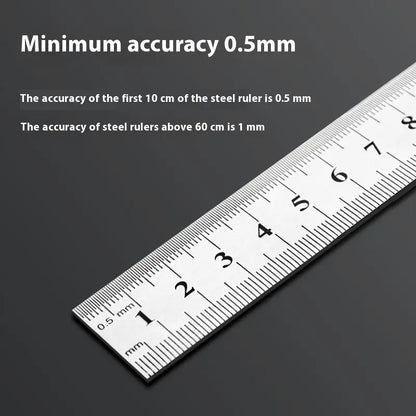 1Pcs 15/20/30/40/50/60100cm Stainless Steel Metal Straight Ruler For Home School Precision Measuring Tool Drawing Tool Supplies Beauty World Shop
