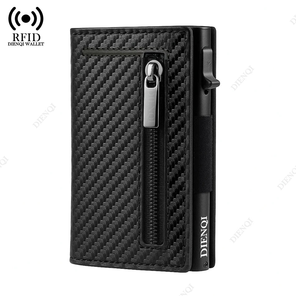 Anti-theft Credit Card Holder Men Wallets Rfid Blocking Aluminum Leather Pop Up Minimalist Wallet Cardholder Wallets for Men Beauty World Shop