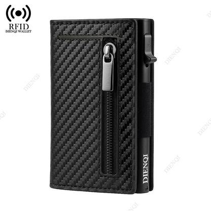 Anti-theft Credit Card Holder Men Wallets Rfid Blocking Aluminum Leather Pop Up Minimalist Wallet Cardholder Wallets for Men Beauty World Shop