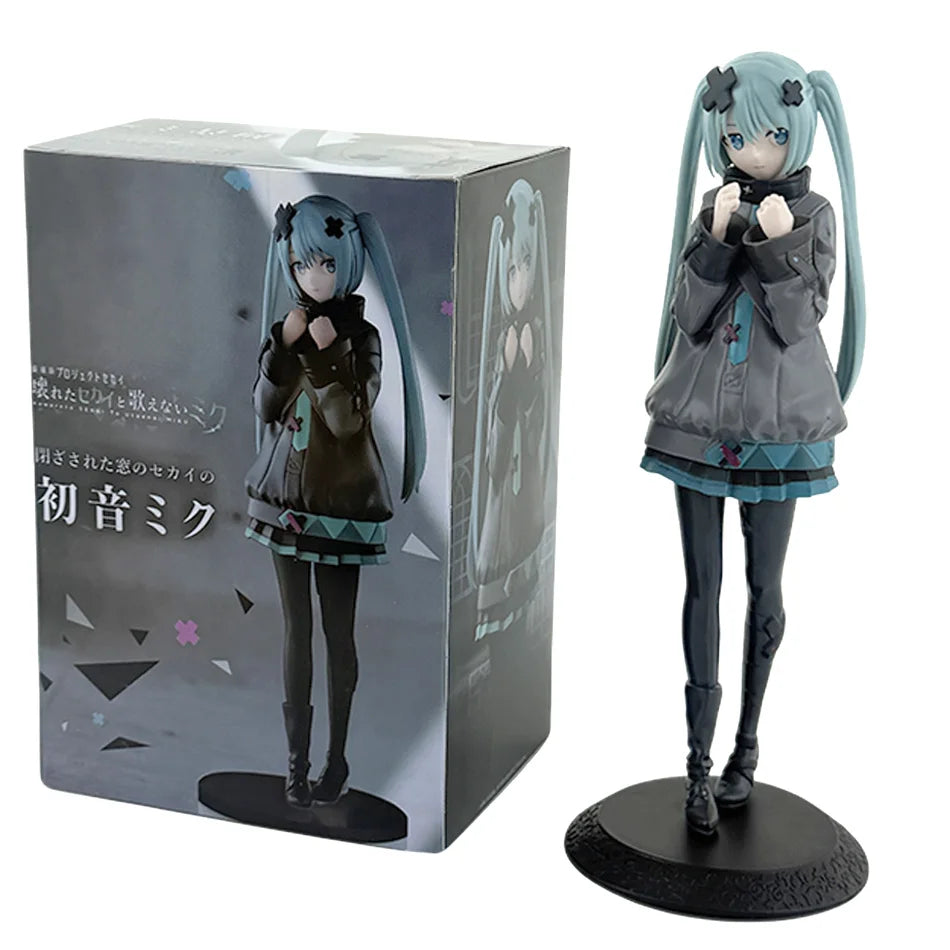 New 2026 Desktop Cute 8.07inch Hatsune Miku Kwaii Style Anime Figure Toys PVC Model Collector Doll Birthday Gift Beauty World Shop