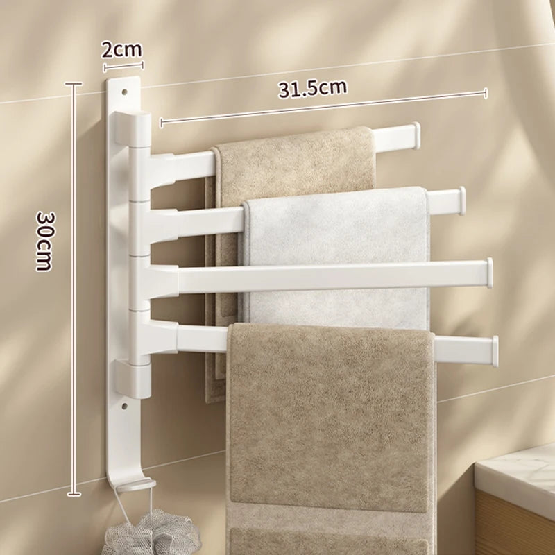 Bathroom Towel Rack Rotatable Towel Holder Space Aluminum 2/3/4/5-Bar Towel Hanger Kitchen Shelf Paper Hanging Wall Mounted Beauty World Shop