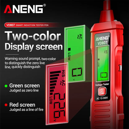 ANENG VD807 One-word Induction Portable 50/60Hz Smart Electric Pen Tester NCV Sensor AC 12-300V Non-contact Wire Detector Tools Beauty World Shop