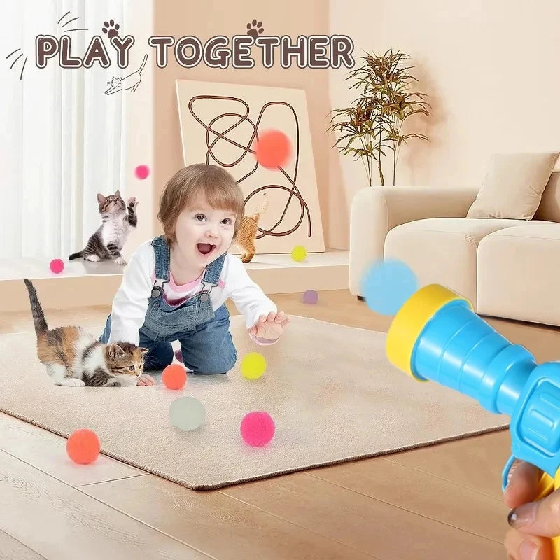 Cat Toys Interactive Launch Training Toy For Pet Kitten Creative Mini Shooting Gun Games Stretch Plush Ball Toys Pet Supplies Beauty World Shop