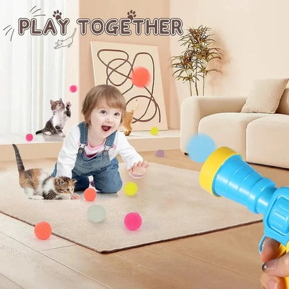 Cat Toys Interactive Launch Training Toy For Pet Kitten Creative Mini Shooting Gun Games Stretch Plush Ball Toys Pet Supplies Beauty World Shop