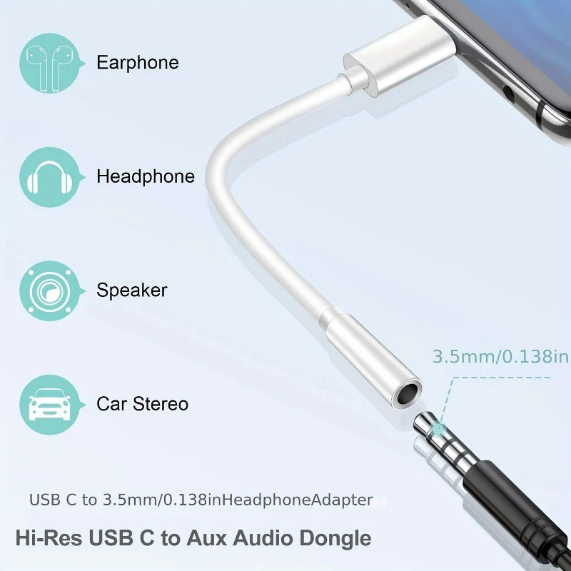 Type C To 3.5mm Aux Adapter 3 5 Jack Audio Cable for Huawei Xiaomi Redmi POCO Sumsang LG 3.5MM to 8Pin Aux Adputer for iPhone Beauty World Shop