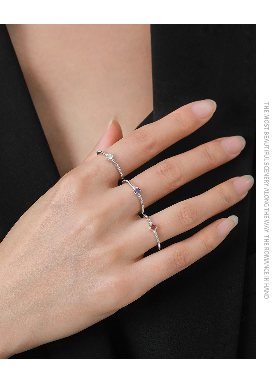Ailmay 925 Sterling Silver Round Rainbow Zircon Rings For Women Wedding Engagement Party Colored Jewelry Beauty World Shop