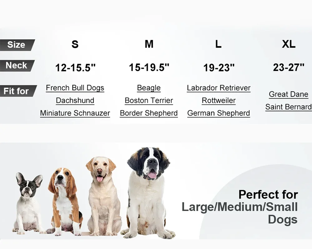 Padded Dog Collars for small Medium large Dogs Reflective Wide Pet Collars Adjustable Heavy Duty Nylon Neoprene Dog Collar Beauty World Shop