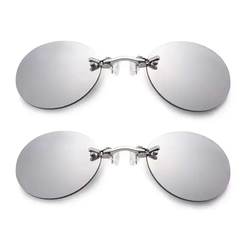  VIEWRING1-2PCS Clip On Nose Glasses Round Rimless Matrix Morpheus Sunglasses Mini Frameless Vintage Men Eyeglasses Beauty World Shop