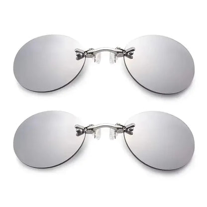  VIEWRING1-2PCS Clip On Nose Glasses Round Rimless Matrix Morpheus Sunglasses Mini Frameless Vintage Men Eyeglasses Beauty World Shop