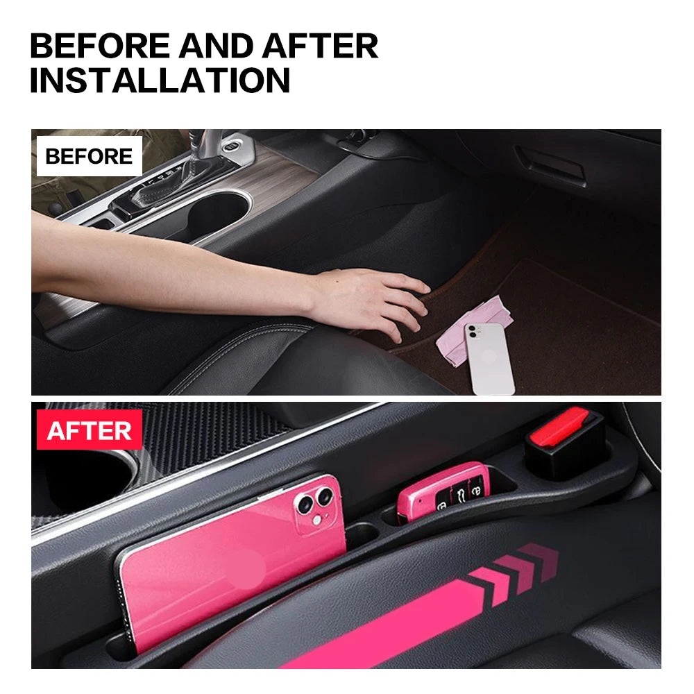 2PCS Car Seat Gap Filler Between Seats Console Organizer Seat Crevice Storage Box Bag Decoration Interior Auto Accessories Beauty World Shop