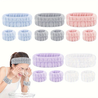 Coral Velvet Facial High-elastic Makeup Hairband Face Wash Wristband Set-face Wash, Facial Mask, Skin Care Beauty World Shop