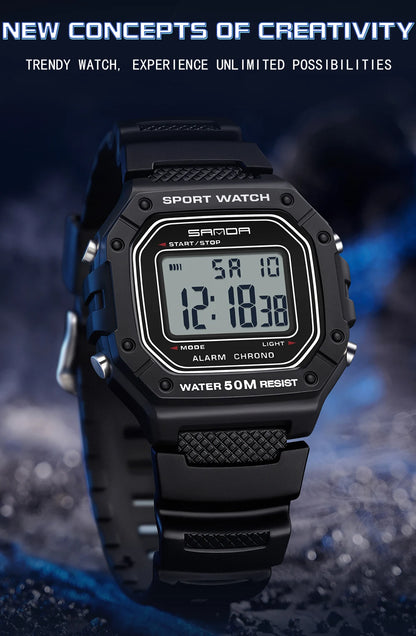 SANDA 2156 Fashion Mens Watch Military Water Resistant Sport Watches Army Big Dial Led Digital Wristwatches Stopwatches For Male Beauty World Shop