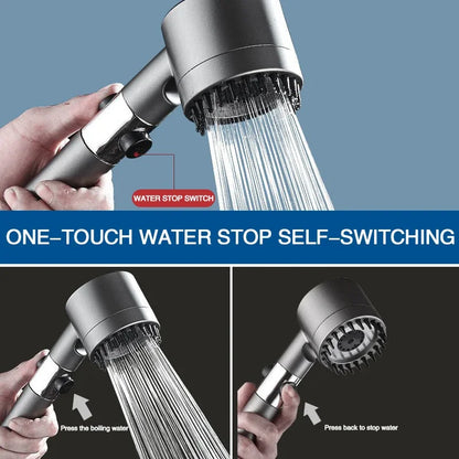 High Pressurized Filter Shower Head 3-mode Adjustable Spray with Massage Brush Rain Faucet Bathroom Accessories Beauty World Shop