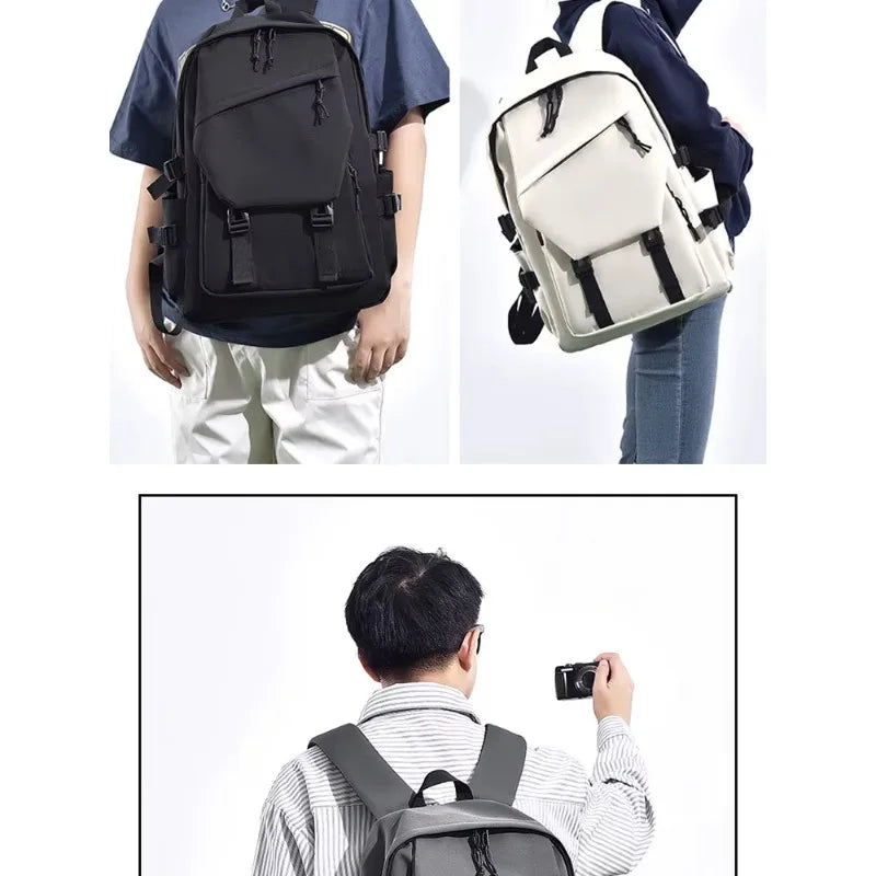 One 15 Inch Polyester Waterproof Solid Color Simple Men's Backpack Fashion Couple Student Computer Backpack Beauty World Shop