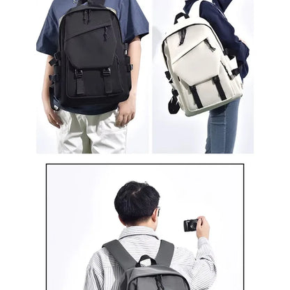 One 15 Inch Polyester Waterproof Solid Color Simple Men's Backpack Fashion Couple Student Computer Backpack Beauty World Shop