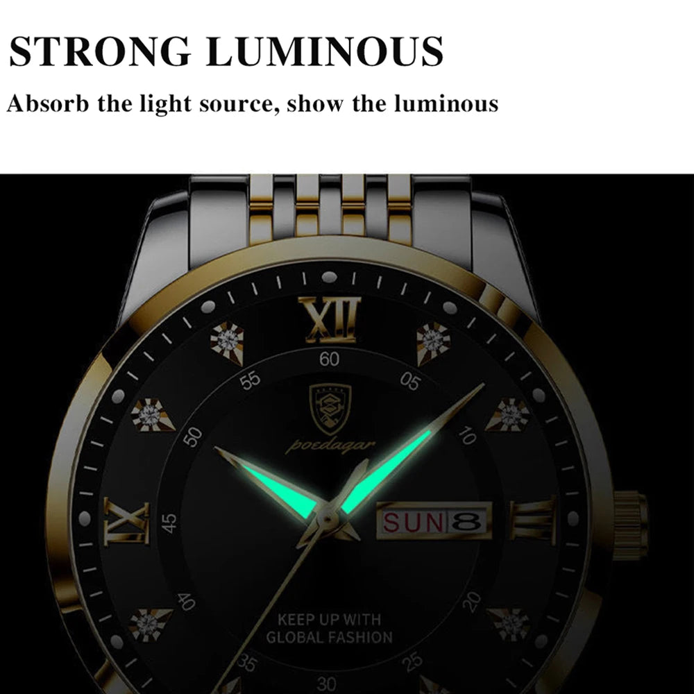 POEDAGAR Luxury Brand Men Watches Waterproof Luminous Leather Quartz Man Wristwatch Casual Sports Military Watch For Men relogio Beauty World Shop