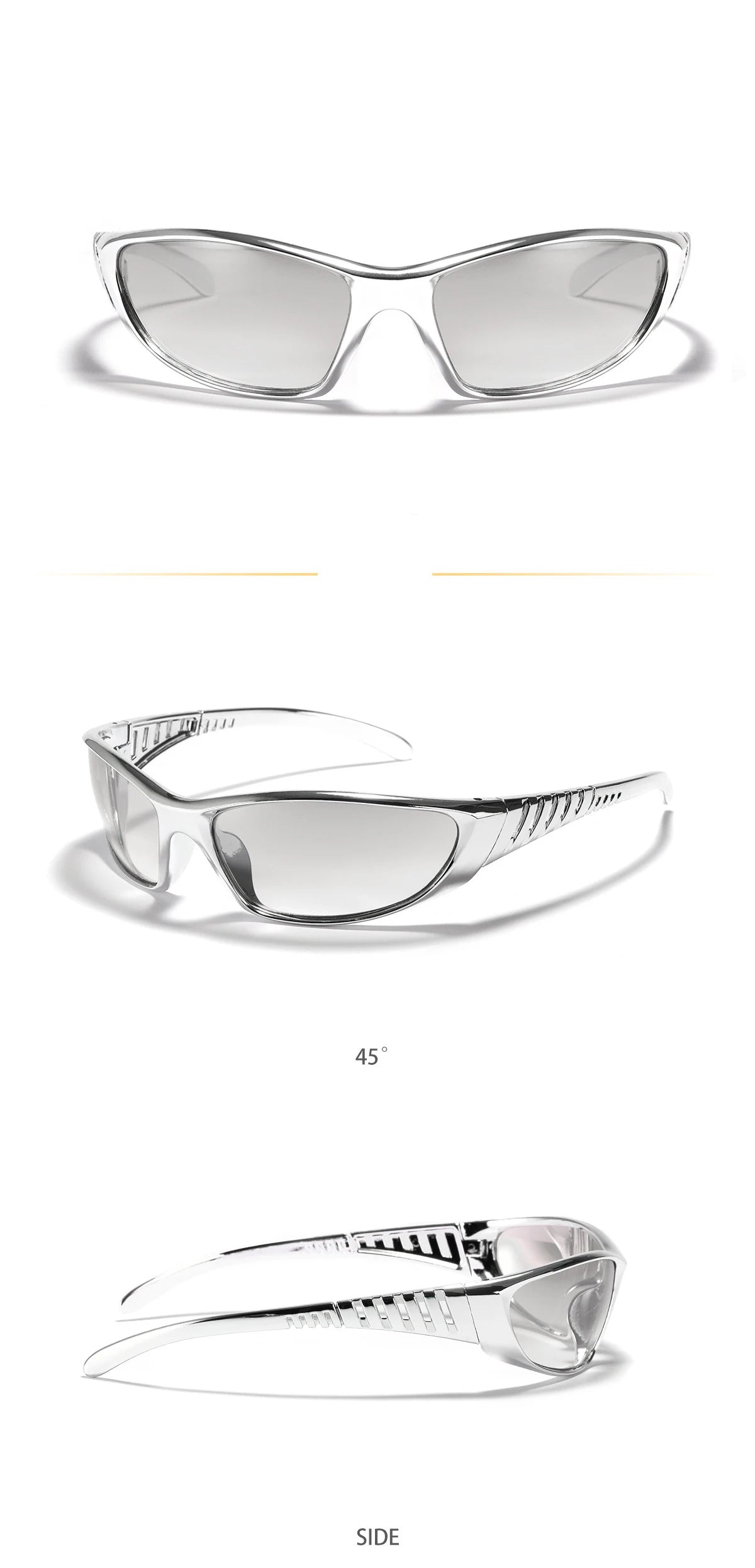 Y2K Silver Sunglasses Color Hollowed Out Future Sense Of Technology Hot Girls Net Red Sunglasses Women Sunglasses Trendy Men Beauty World Shop